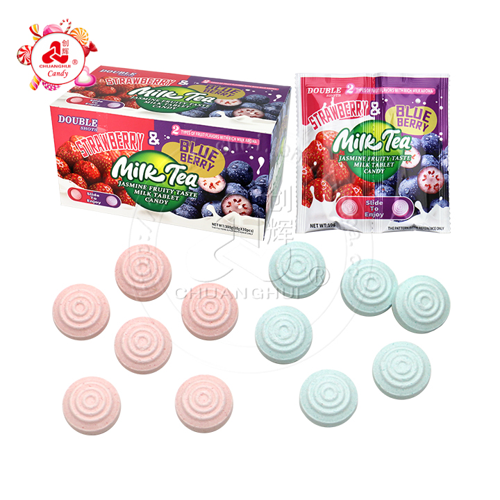 2 in 1 Double fruits flavors Milk Tea pressed tablet candy CH-Z289