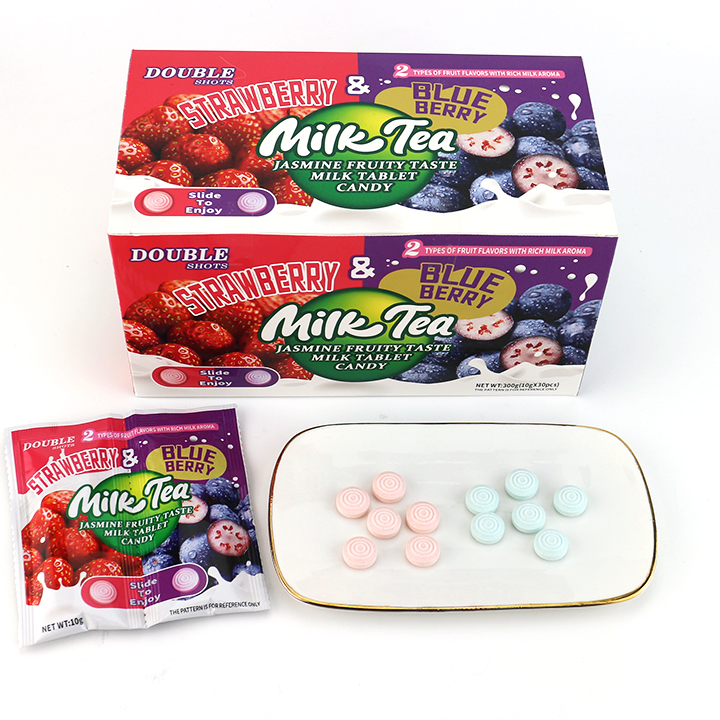 2 in 1 Double fruits flavors Milk Tea pressed tablet candy CH-Z289