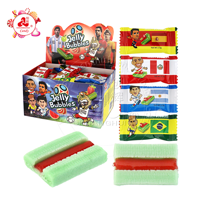 Football watermelon flavored chewing bubble gum with fruit jelly Filled in Box CH-E346