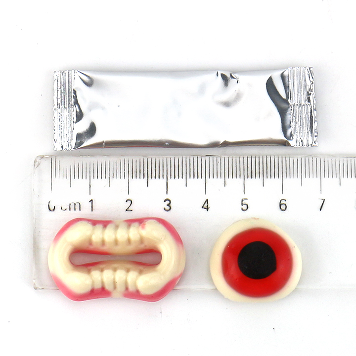 Funny Clown Joker Candy Eyeball, Teeth, Long Rope Shaped Jelly Gummy Candy with popping candy CH-J703