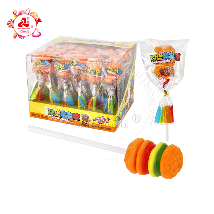 Mini hamburger sof candy Burger shaped Gummy Lollipop Candy CH-J704