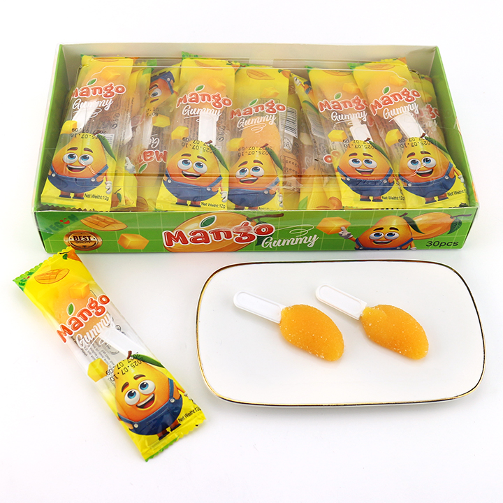Fruit Mango Gummy 3D Mango shaped Soft Gummy Lollipop Candy CH-J706