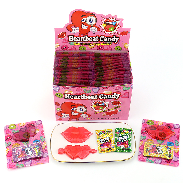 2-in-1 Red lips, heart heartbeat candy jelly with popping candy CH-J707