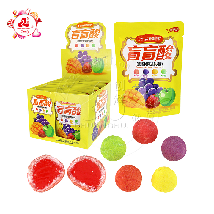 Crispy Sugar coated sour chewable gummy candy in bag CH-J714
