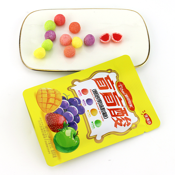 Crispy Sugar coated sour chewable gummy candy in bag CH-J714
