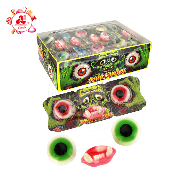 Halloween zombie candy eyeball + teeth shaped gummy candy CH-J719