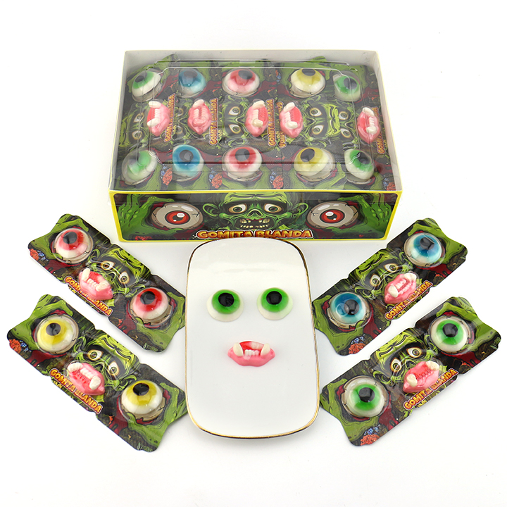 Halloween zombie candy eyeball + teeth shaped gummy candy CH-J719