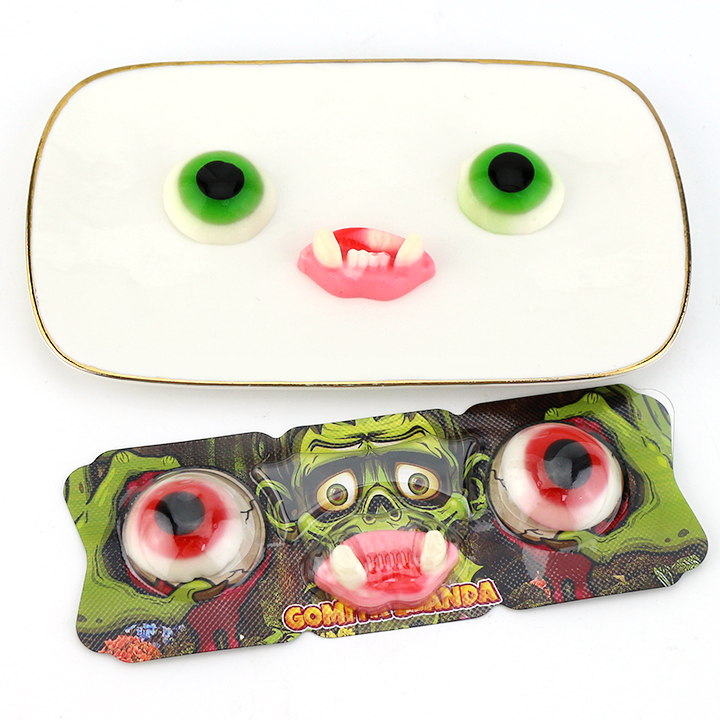 Halloween zombie candy eyeball + teeth shaped gummy candy CH-J719