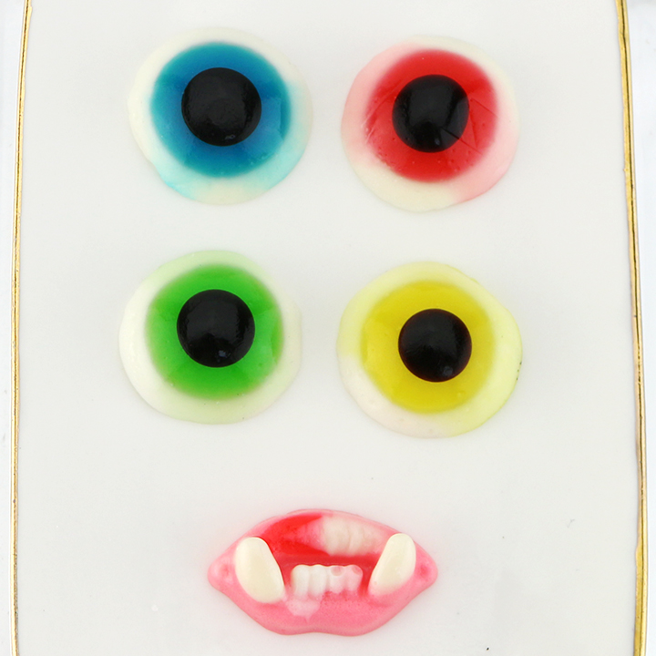 Halloween zombie candy eyeball + teeth shaped gummy candy CH-J719