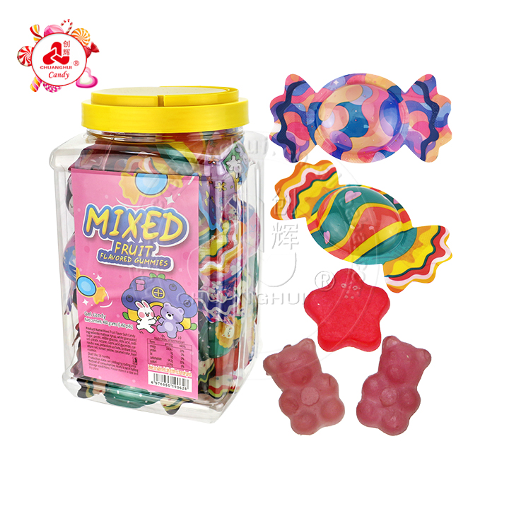 Mixed Candy shell packaging gummy Bear & Star shaped soft gummy candy CH-J720