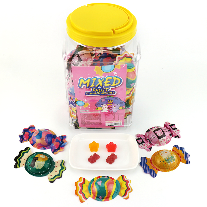 Mixed Candy shell packaging gummy Bear & Star shaped soft gummy candy CH-J720