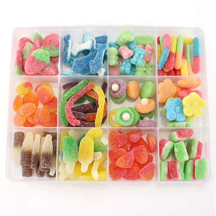 600g Assorted fruit flavored chewy gummy mixed candy box with various shapes CH-J721