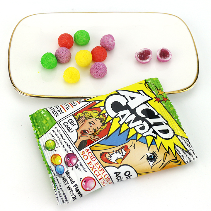 Prank Cripsy acid candy sugar coated sour fruits gummy candy CH-J722