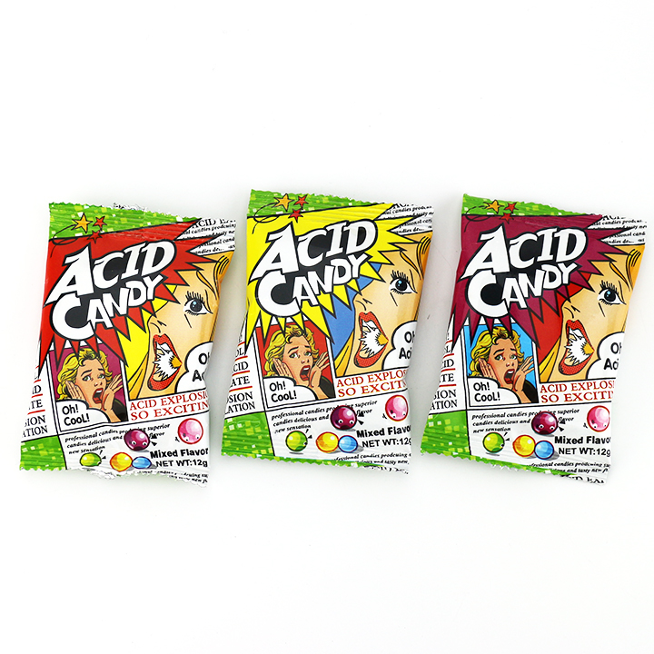 Prank Cripsy acid candy sugar coated sour fruits gummy candy CH-J722