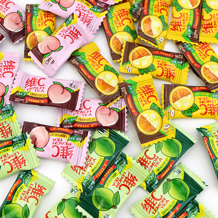 High Quality Wholesale Green plum, lemon tea, peach green tea flavored VC pressed tablet candy in bluk CH-S157