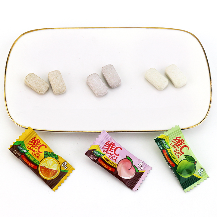 High Quality Wholesale Green plum, lemon tea, peach green tea flavored VC pressed tablet candy in bluk CH-S157