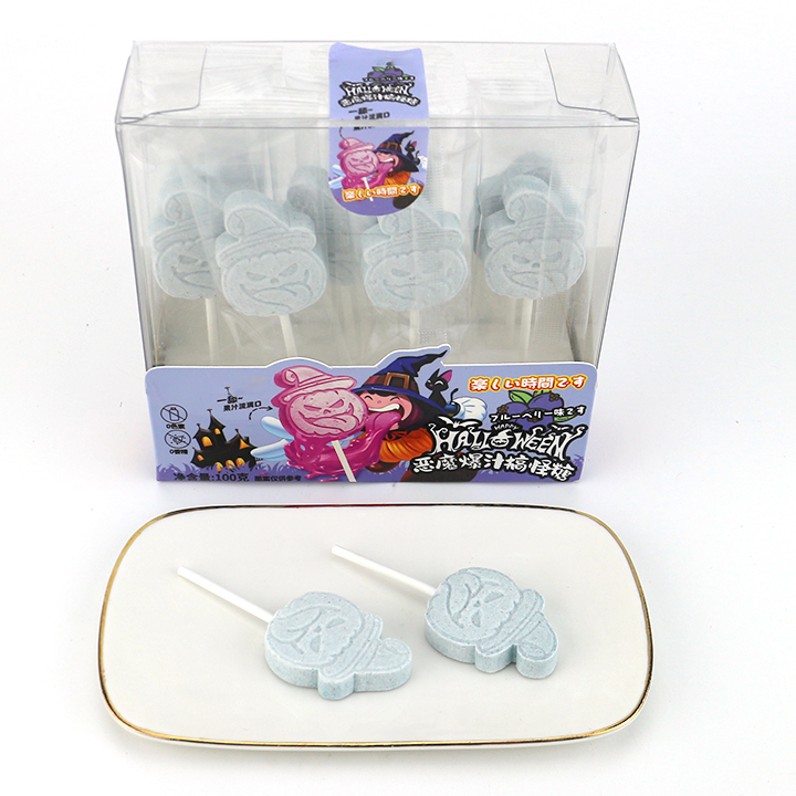 Halloween Color changing pumpkin head pressed tablet lollipop candy CH-BP150