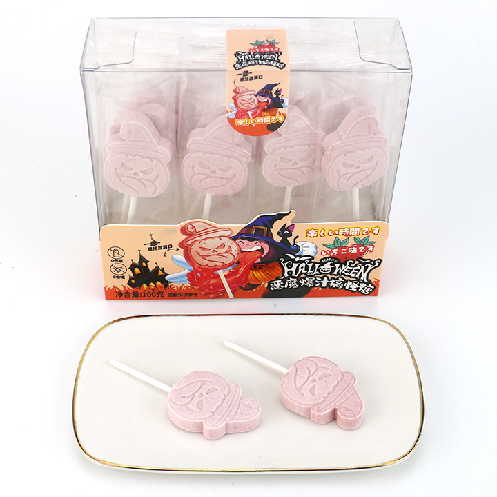 Halloween Color changing pumpkin head pressed tablet lollipop candy CH-BP150