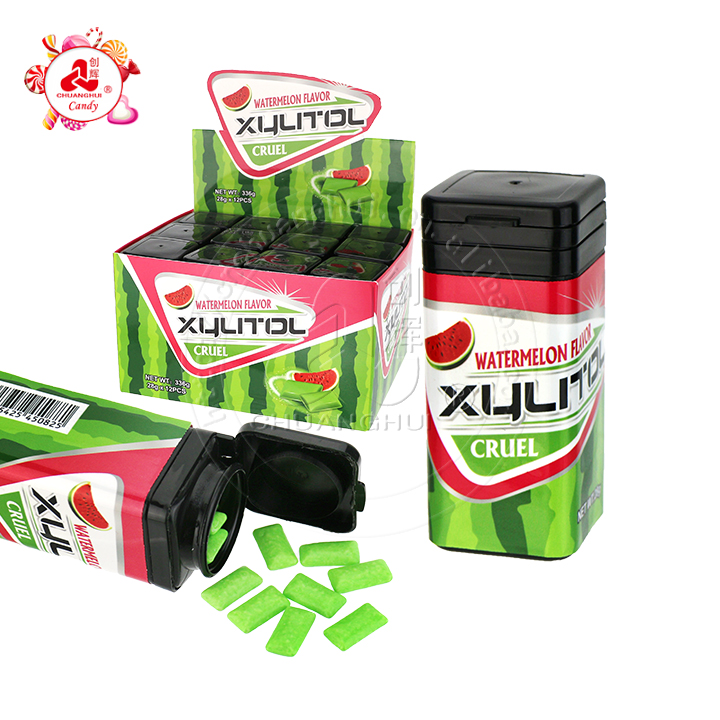 Sugar Free mint bubble gum fruit flavored Xylitol chewing gum in Square Bottle CH-E347