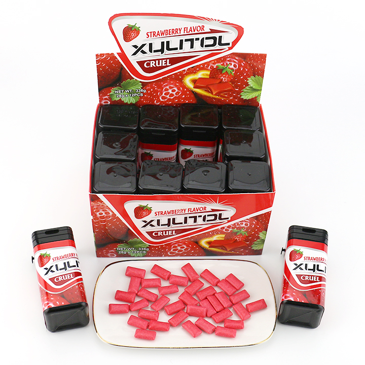 Sugar Free mint bubble gum fruit flavored Xylitol chewing gum in Square Bottle CH-E347