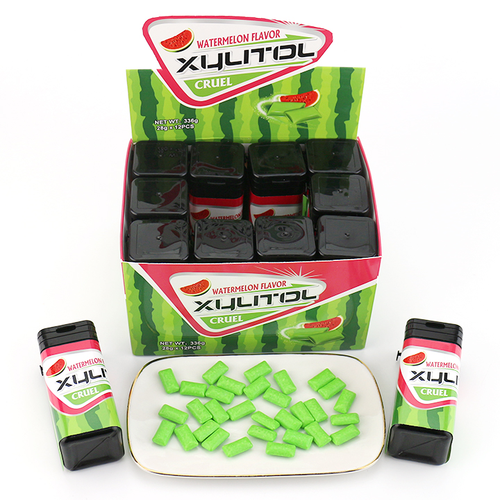 Sugar Free mint bubble gum fruit flavored Xylitol chewing gum in Square Bottle CH-E347