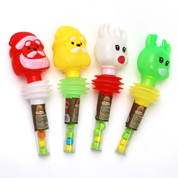Cartoon Christmas Candy Santa Claus and Deer Head Shaped Whistle Toy Candy CH-T1210-1