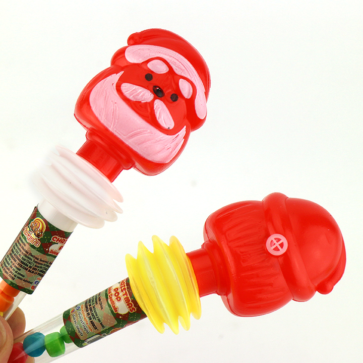 Cartoon Christmas Candy Santa Claus and Deer Head Shaped Whistle Toy Candy CH-T1210-1