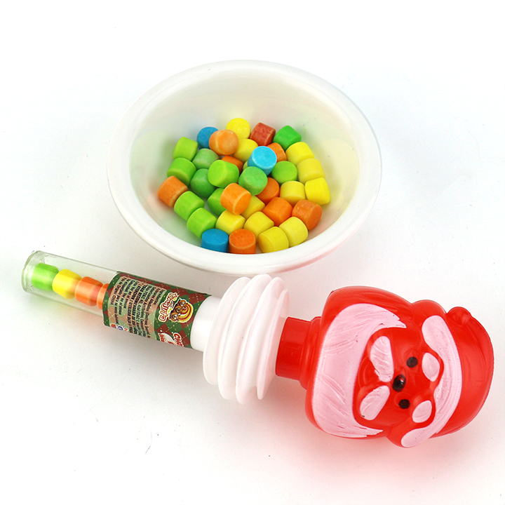 Cartoon Christmas Candy Santa Claus and Deer Head Shaped Whistle Toy Candy CH-T1210-1