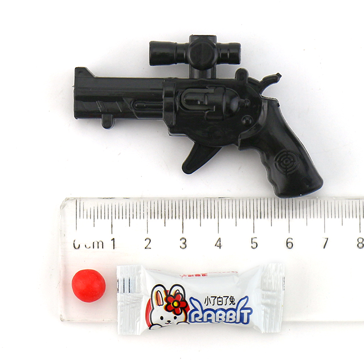 Mini plastic bullet gun toy with puffed candy and small jelly CH-T1416