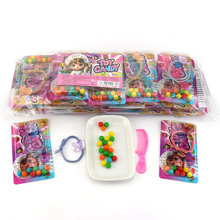 Little Girl hair accessories candy toy hair rope, comb toy with puffed candyCH-T1417