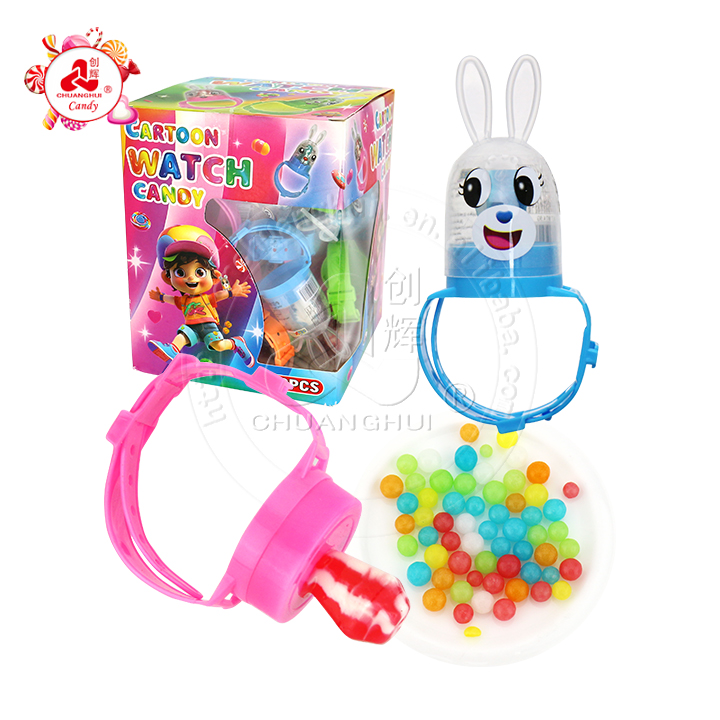 Cartoon Rabbit head watch toy with diamond pop lollipop and mini colored candy CH-T1420