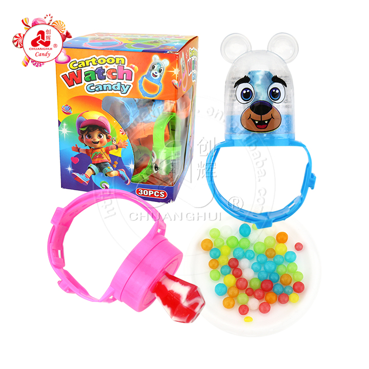 Cartoon Bear head watch toy with diamond pop lollipop and mini colored candy CH-T1421