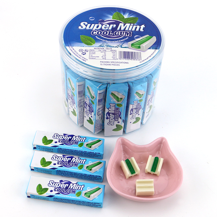 Halal Peppermint Flavoured Bubble Gum with Super Mint Cool Gum jelly CH-E350