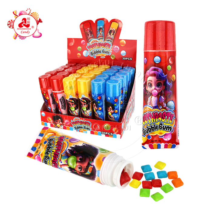 Colorful toothpaste tubes and colorful Mini square bubble gum CH-E351