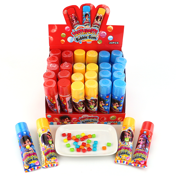 Colorful toothpaste tubes and colorful Mini square bubble gum CH-E351