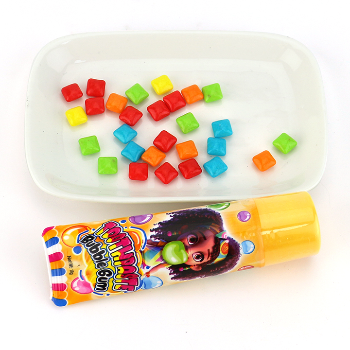 Colorful toothpaste tubes and colorful Mini square bubble gum CH-E351