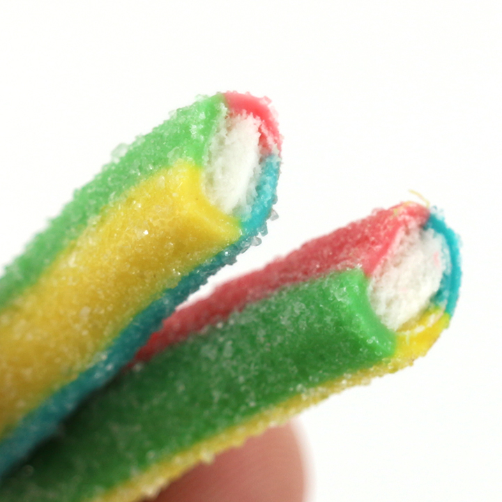 Monster design Candy Short Straw Licorice Soft Gummy Candy Strips with Sour Powder Filling CH-J727