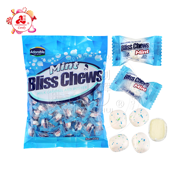 Crispy mint Bliss chews soft candy with milk caramel and butter filling CH-J658