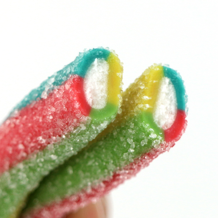 9g Candy Party Straw Licorice Soft Gummy Candy Strips with Sour Powder Filled CH-J728