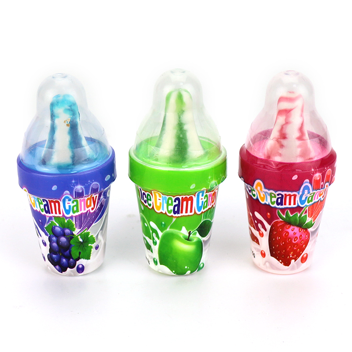 Round Ice Cream nipple pop lollipop with sour powder candy CH-N763
