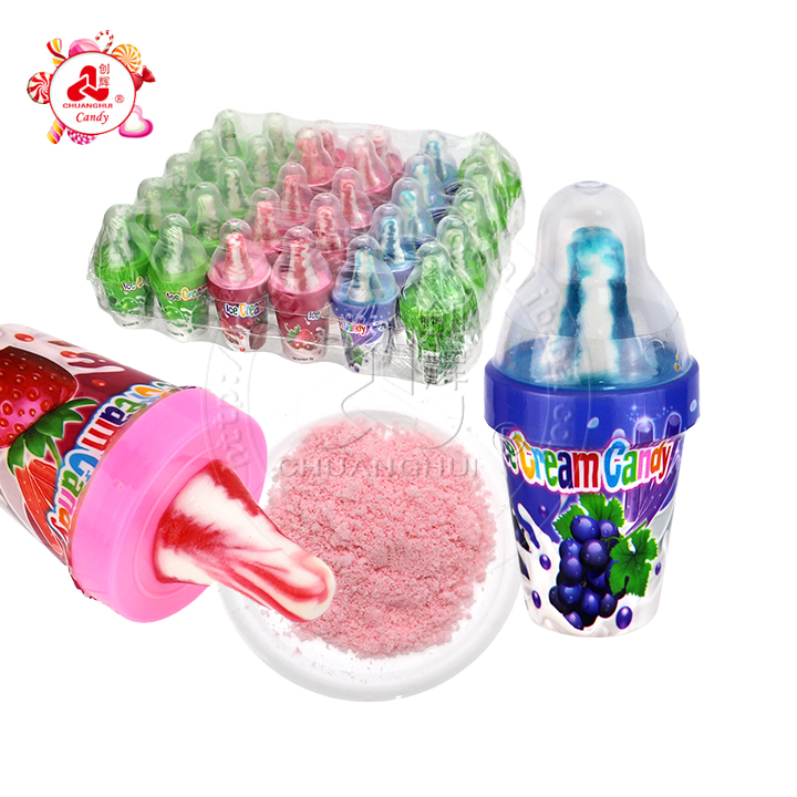 Round Ice Cream nipple pop lollipop with sour powder candy CH-N763