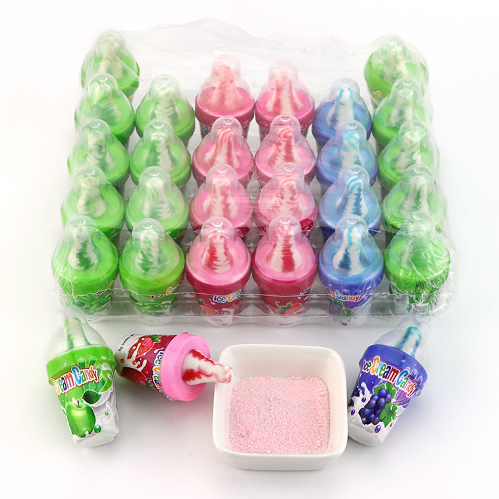 Round Ice Cream nipple pop lollipop with sour powder candy CH-N763