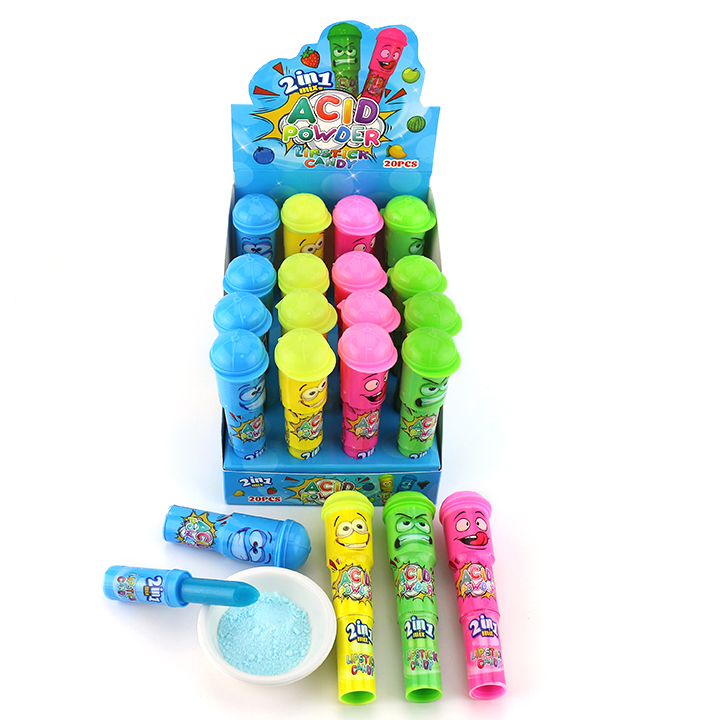 2-in-1 Finger push lipstick lollipop with sour powder candy CH-N766