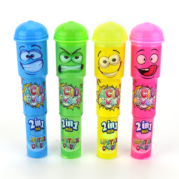 2-in-1 Finger push lipstick lollipop with sour powder candy CH-N766