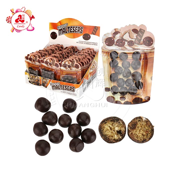 Milk tea cup shaped Chocolates Coated Snacks Cocoball Chocolate Bean Candy CH-BC168