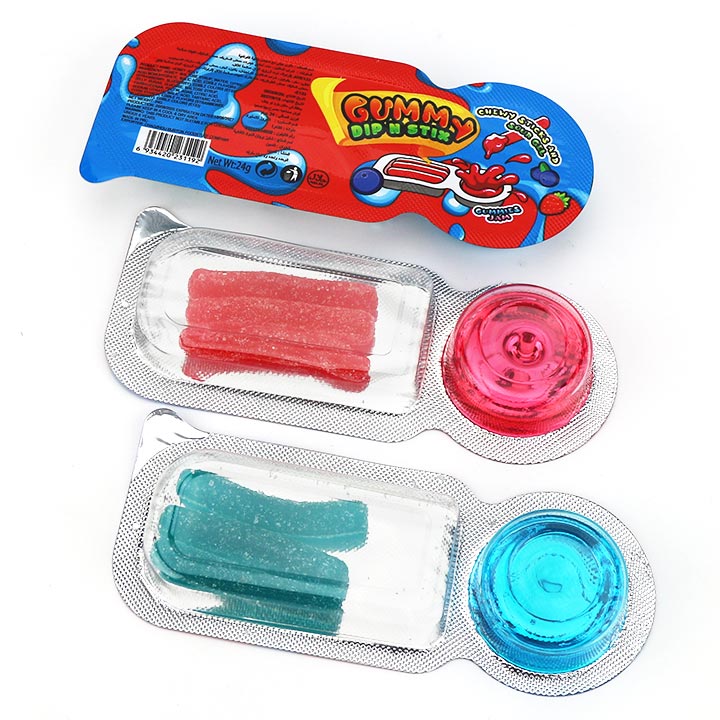 Gummy Dip and Stix Sauce Candy French Fries Shaped Chewy Gummy Candy with Sour Gel Jam CH-J730