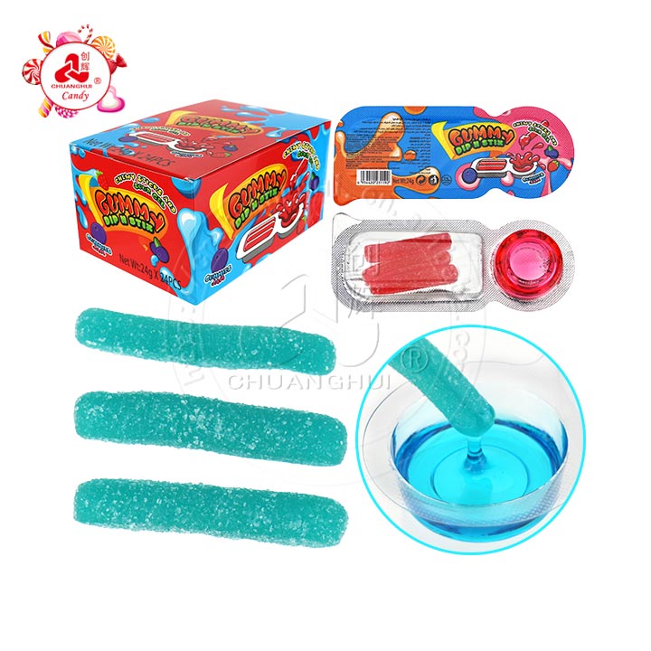 Gummy Dip and Stix Sauce Candy French Fries Shaped Chewy Gummy Candy with Sour Gel Jam CH-J730