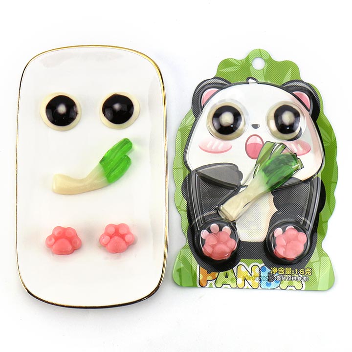 Halal Panda Bamboo Gummy candy Fudge Eyeball, cat paw, scallion shaped Fruit Flavor CH-J733
