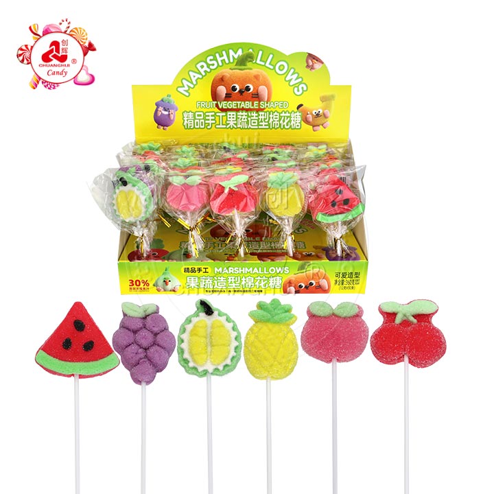12g Cartoon 3D fruits shaped marshmallow lollipop CH-M221