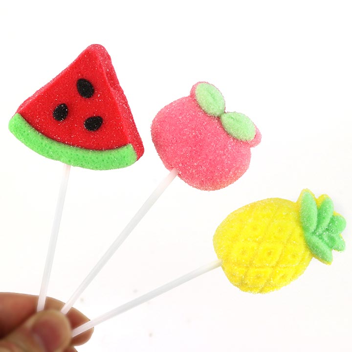 12g Cartoon 3D fruits shaped marshmallow lollipop CH-M221